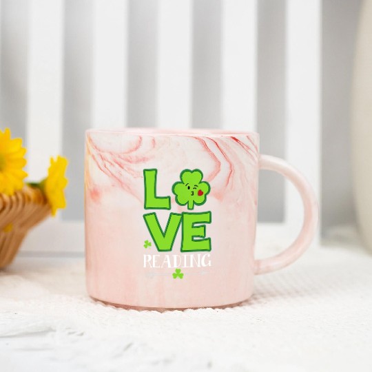 Love Shamrock Reading Teacher Funny St Patricks Da Marble Mugs
