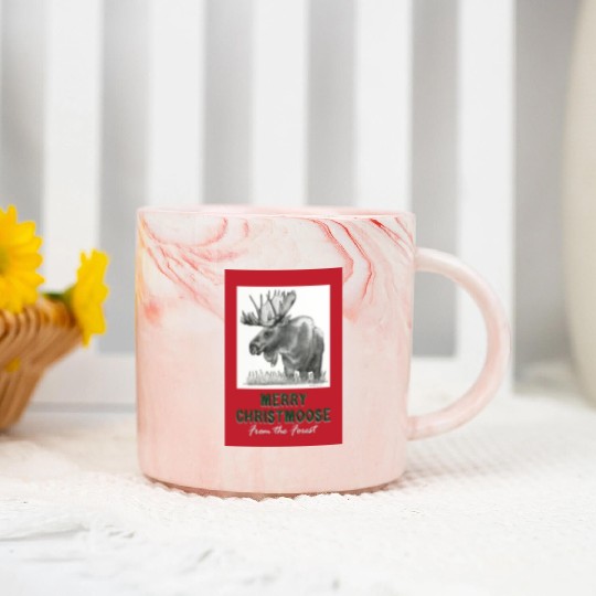 XMAS Card MOOSE Marble Mugs