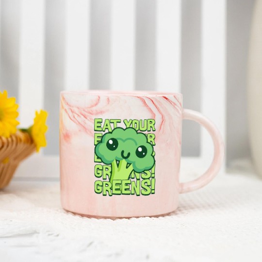 Eat Your Greens! Kawaii Broccoli Marble Mugs