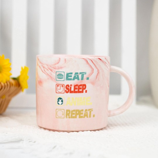 Eat Sleep Anime Repeat Ramen Kawaii Japanese Manga Marble Mugs