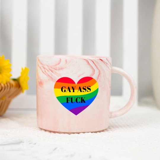 Rainbow Heart Gay Marble Mugs