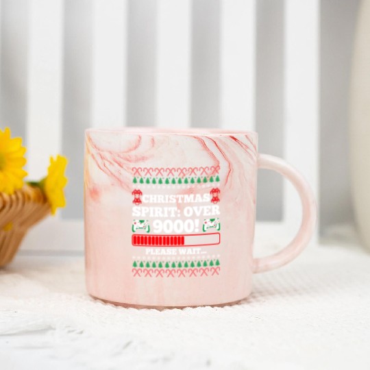 Christmas Spirit: Over 9000! Please Wait Gambling Marble Mugs