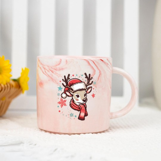 christmas Reindeer Marble Mugs