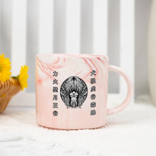 Monochrome Anime Pirate: Eastern Elegance Marble Mugs