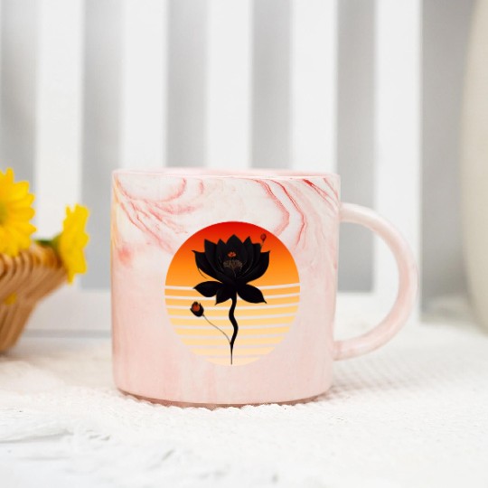 Black rose with sunset colors Marble Mugs