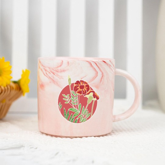 Mexican Marigold Nature Lover Gift Marble Mugs