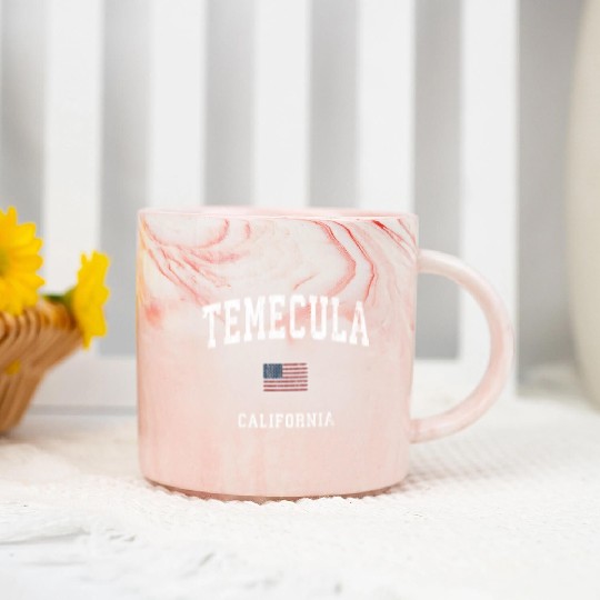 Temecula California Ca American Flag Sports Marble Mugs