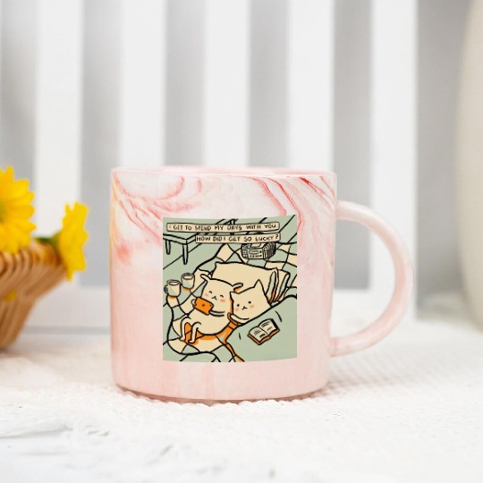 Lucky Cat Couple Lover Funny Kitty Motivation Love Marble Mugs