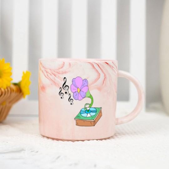 Music Blossom Floreal Surreal Music Lover Design Marble Mugs