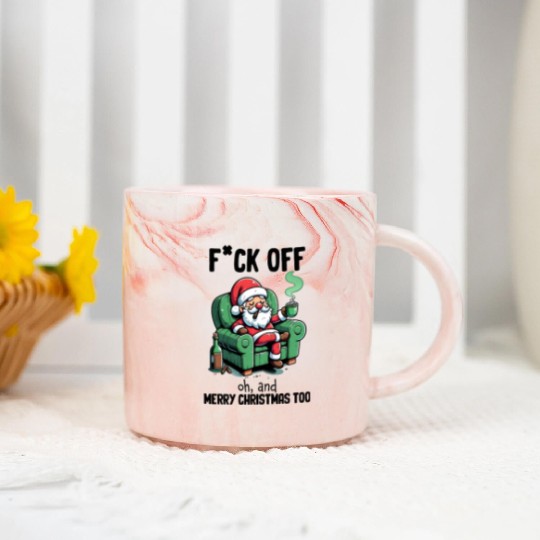 Funny Christmas F*ck Off Merry Christmas Marble Mugs
