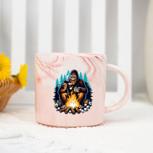 Bigfoot at the campfire Marble Mugs