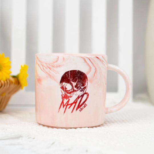 Red Skull with Lightning Graffiti Marble Mugs