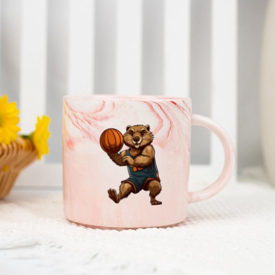 Basketball beaver Marble Mugs