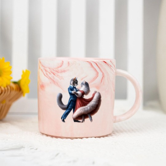 Twilight Dance of Cats Marble Mugs