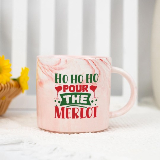 Ho Ho Ho Pour the Merlot Marble Mugs