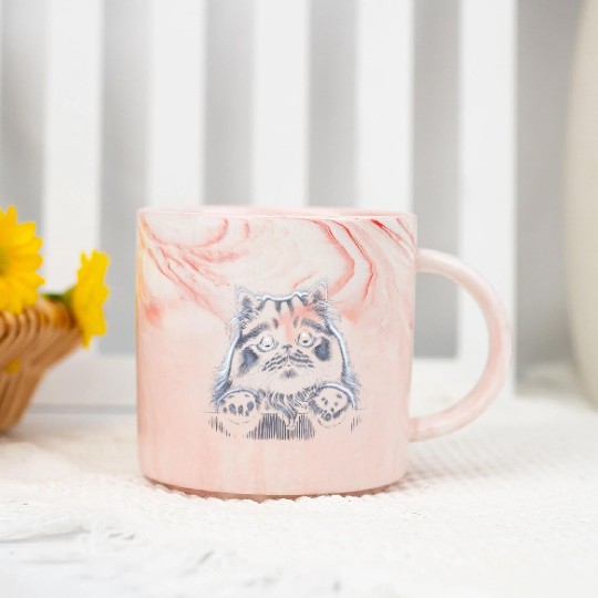 persian More Treats 7- Cute realistic cat drawing Marble Mugs