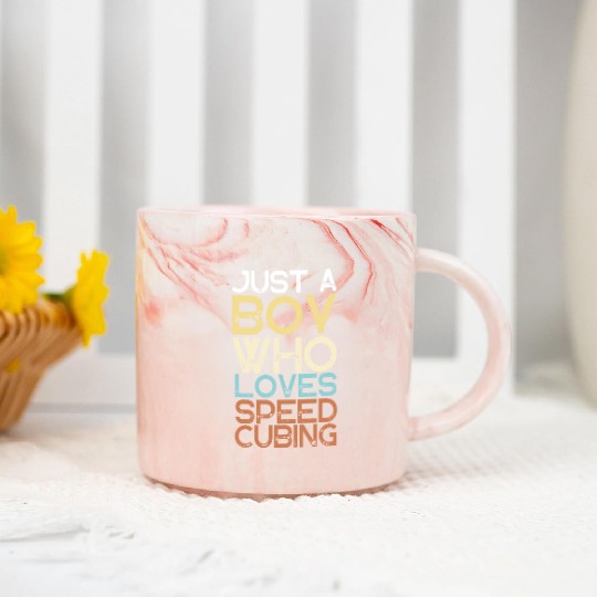 Just A Boy Who Loves Math & Speed Cubing Marble Mugs