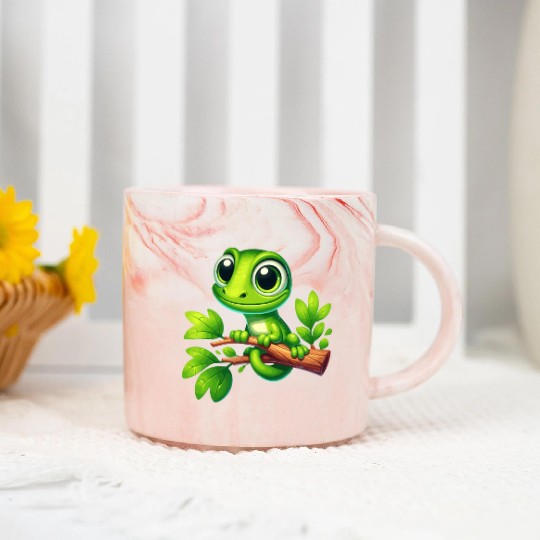 Green Anole Lizard Marble Mugs