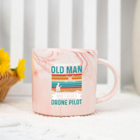 Never Understimate An Old Man Who s Also A Drone Marble Mugs