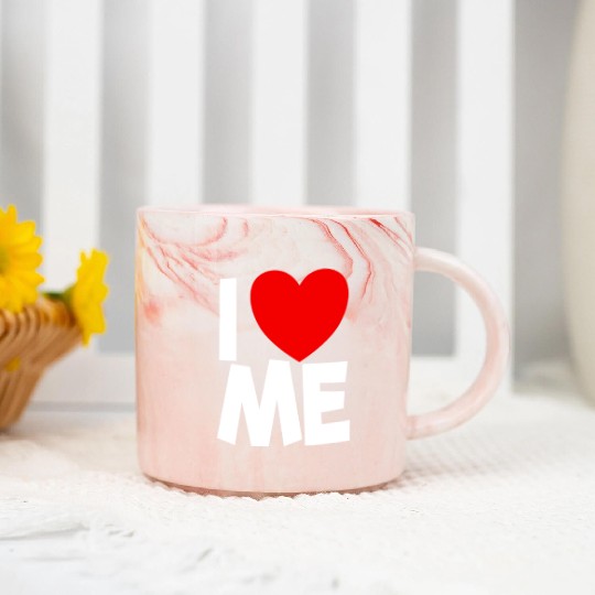 I Love Me Red Heart Self Love Affirmation Marble Mugs