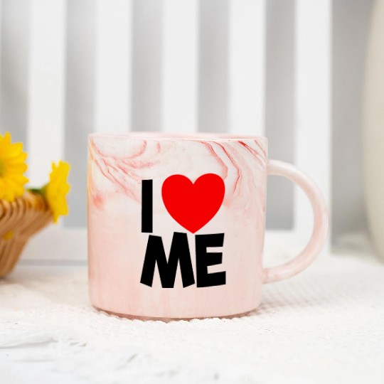 I Love Me Red Heart Self Love Affirmation Marble Mugs