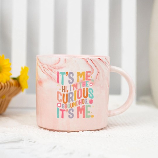Groundhog Marble Mugs, Hi, I'm The Curious Groundhog