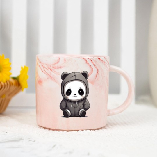 cute cartoon anime panda wearing Marble Mugs