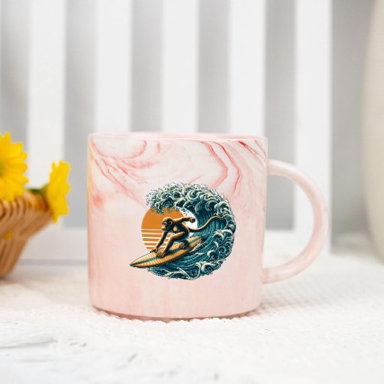 Surfing monkey Marble Mugs