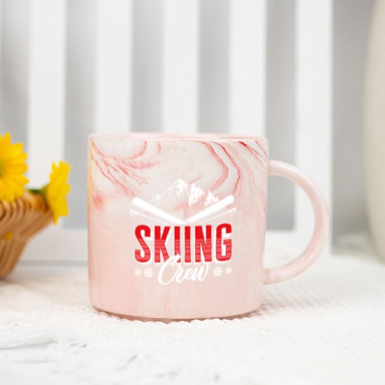 Ski Marble Mugs, Skiing Crew Skis Mountain Snowflakes