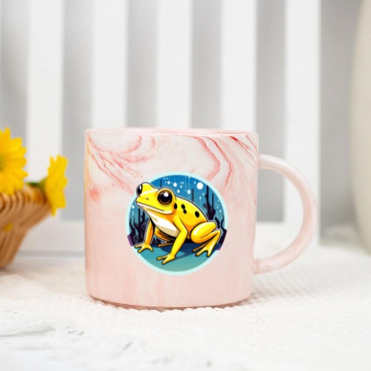 Golden Poison Frog Illustration Marble Mugs