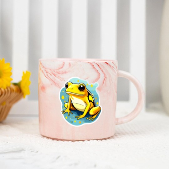 Golden Poison Frog Illustration Marble Mugs