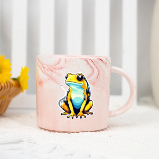 Golden Poison Frog Illustration Marble Mugs