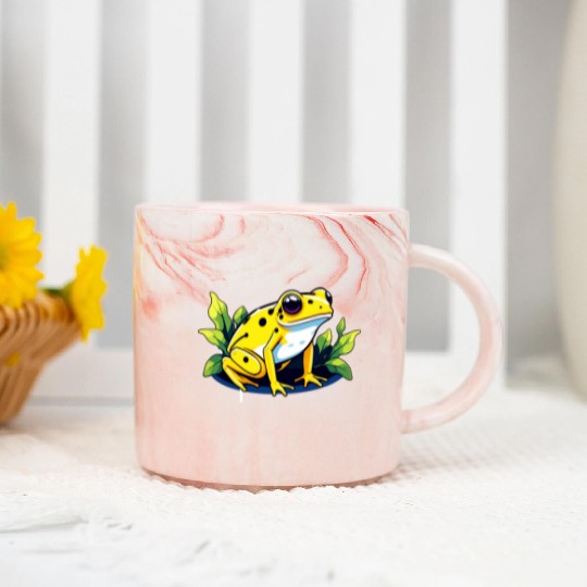 Golden Poison Frog Illustration Marble Mugs