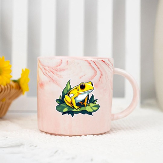 Golden Poison Frog Illustration Marble Mugs
