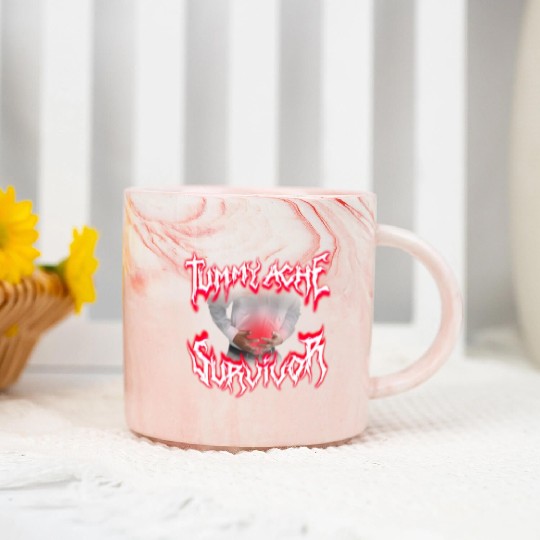Tummy Ache Survivor Metal Design Marble Mugs