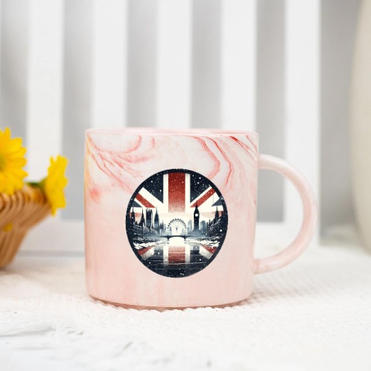 Winter London Travel Vintage Logo Marble Mugs