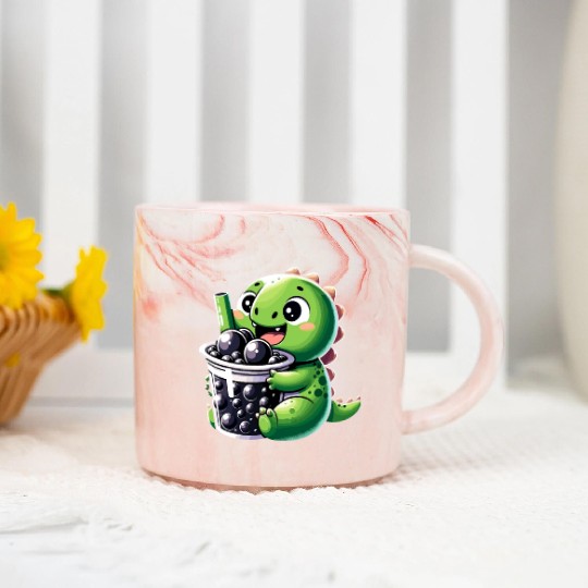 Boba Tea Dragon Kawaii Marble Mugs