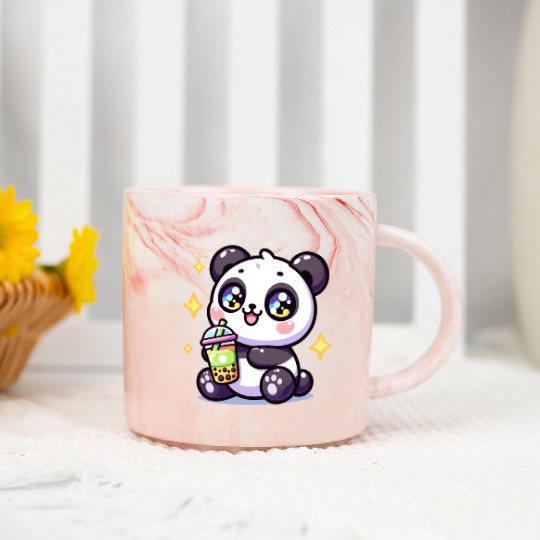 Panda Bubble Tea Boba Kawaii Marble Mugs