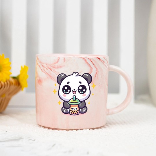 Panda Bubble Tea Boba Kawaii Marble Mugs