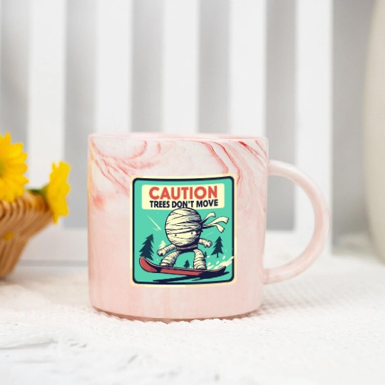 Caution trees don't move retro mummy Marble Mugs