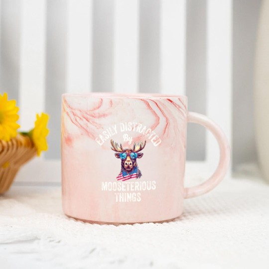 Easily Distracted Funny Elk Moose Marble Mugs