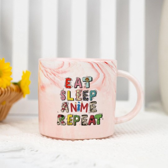 Eat Sleep Anime repeat Marble Mugs