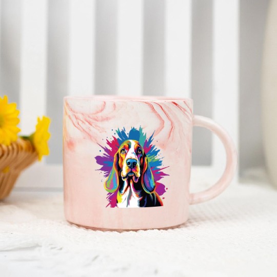 Watercolor Colorful Basset Hound Marble Mugs