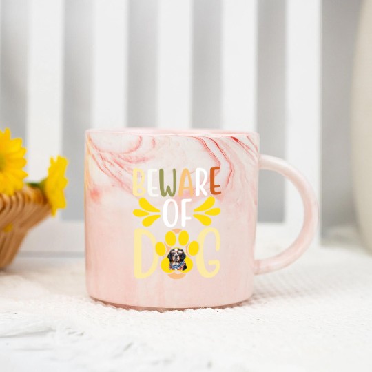 Beware Of Dog Marble Mugs