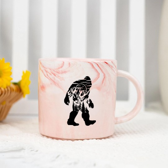 Mountain Wolf Howling Silhouette Marble Mugs