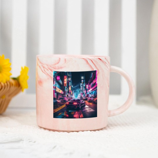 Vaporwave Tokyo Marble Mugs