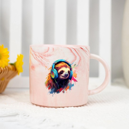 Sloth DJ Marble Mugs