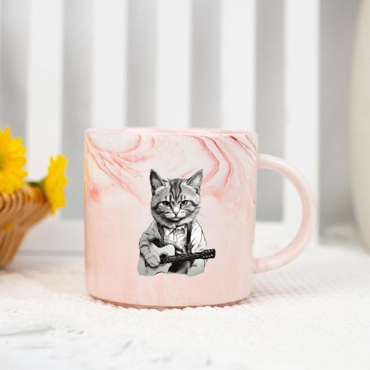 Cat playing guitar - Rock cat Marble Mugs