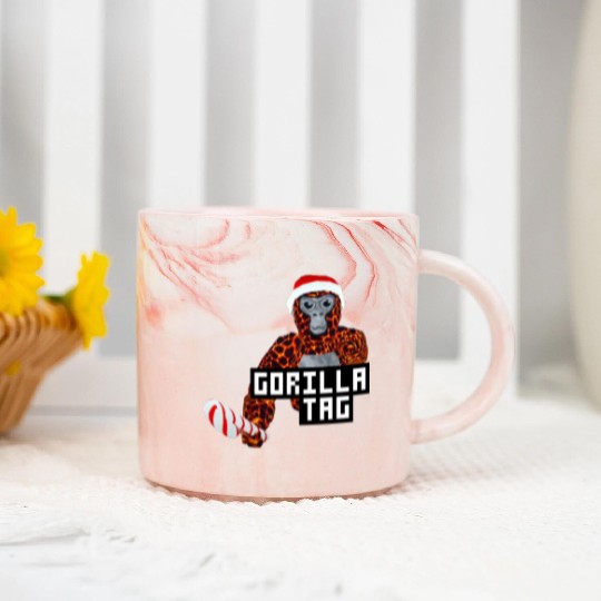 Gorilla Tag Santa Monkey Candy Cane Gorilla Marble Mugs
