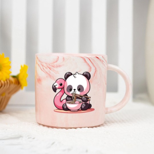 Cute Panda Eats Ramen Noodles Pandas Ramen Marble Mugs